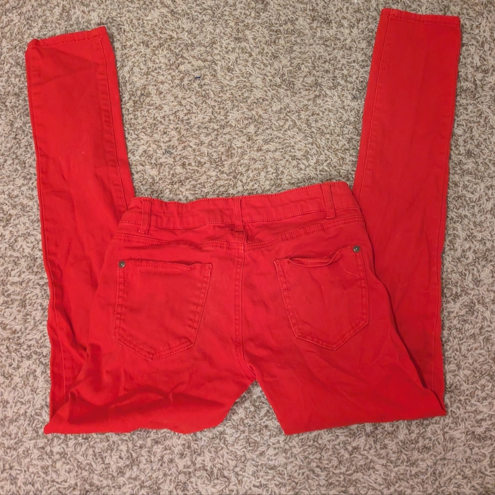 Papaya Premium Denim Red Skinny Jeans Size 7 - Picture 6 of 7